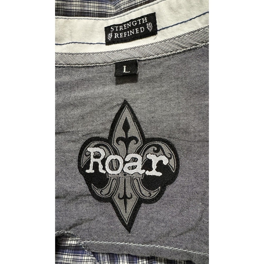 Roar Mens Rockabilly Shirt L Embroidered Button Up Grunge Alternative - Picture 7 of 10